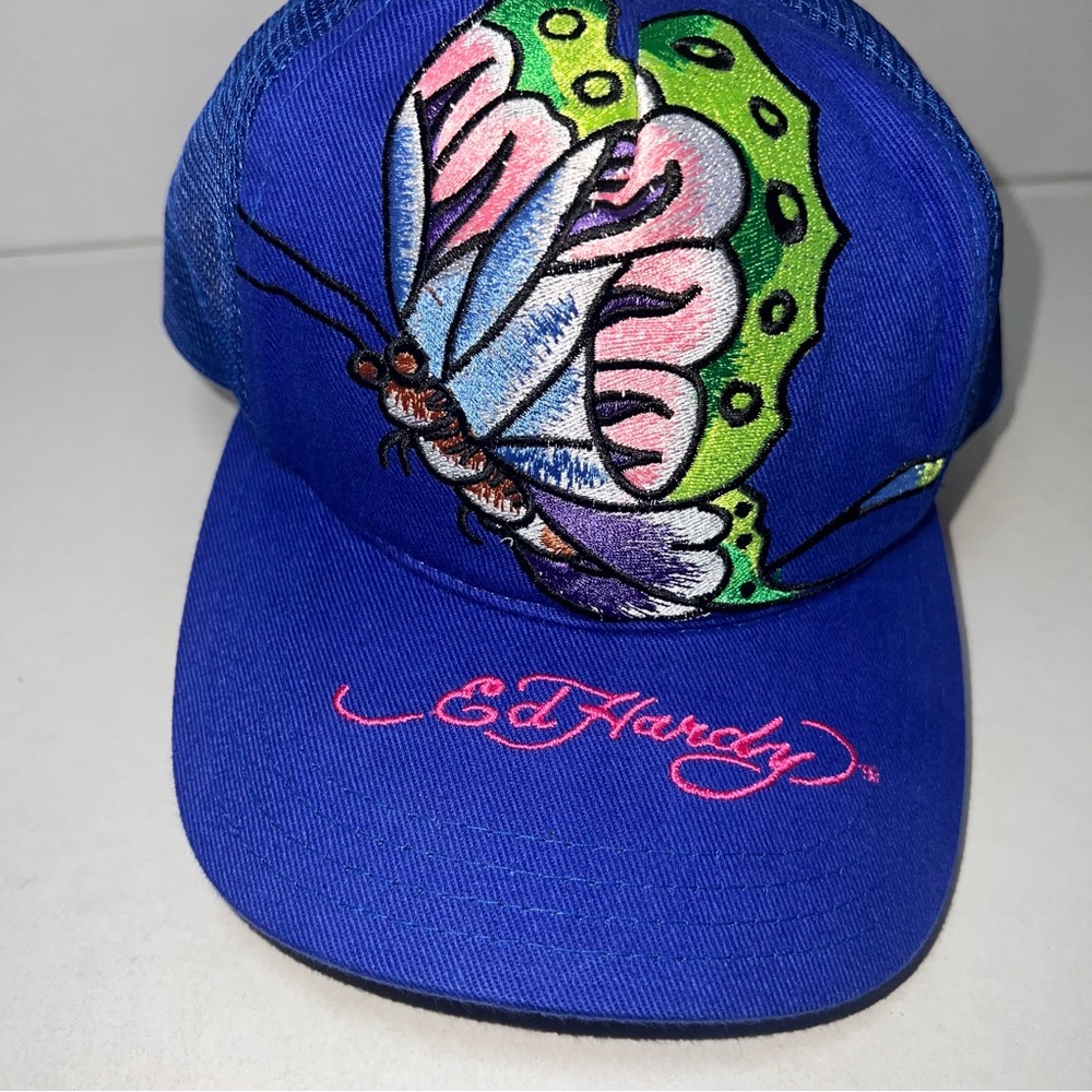 Ed hardy blue butterfly logo hat
